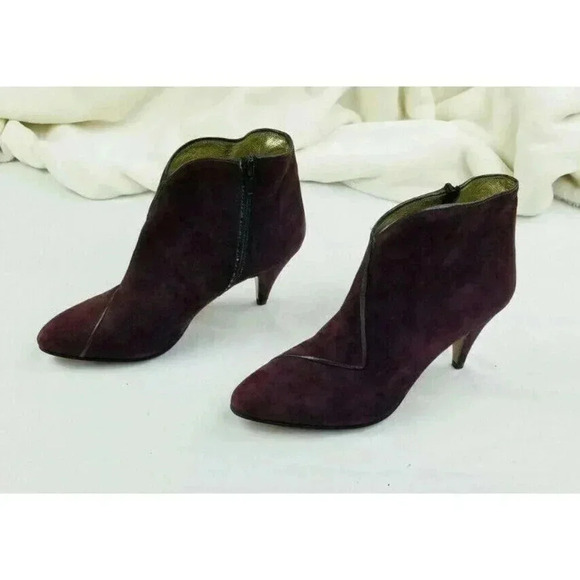 Andrea Carrona Made in Italy Burgundy Side Zip Ankle Boots Size 36 (US 6-6.5) - Picture 5 of 9